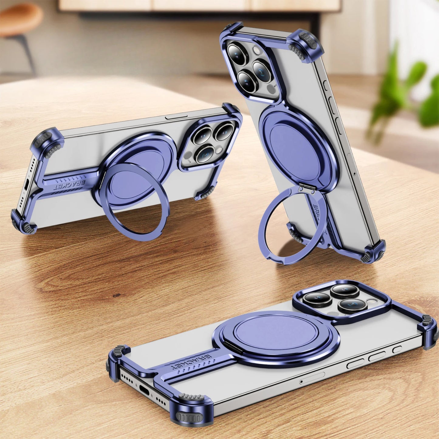 360° Rotating Titanium Alloy Metal Magnetic Phone Case for All iPhone - Purple / For iPhone 16 Pro Max - Sky-cover