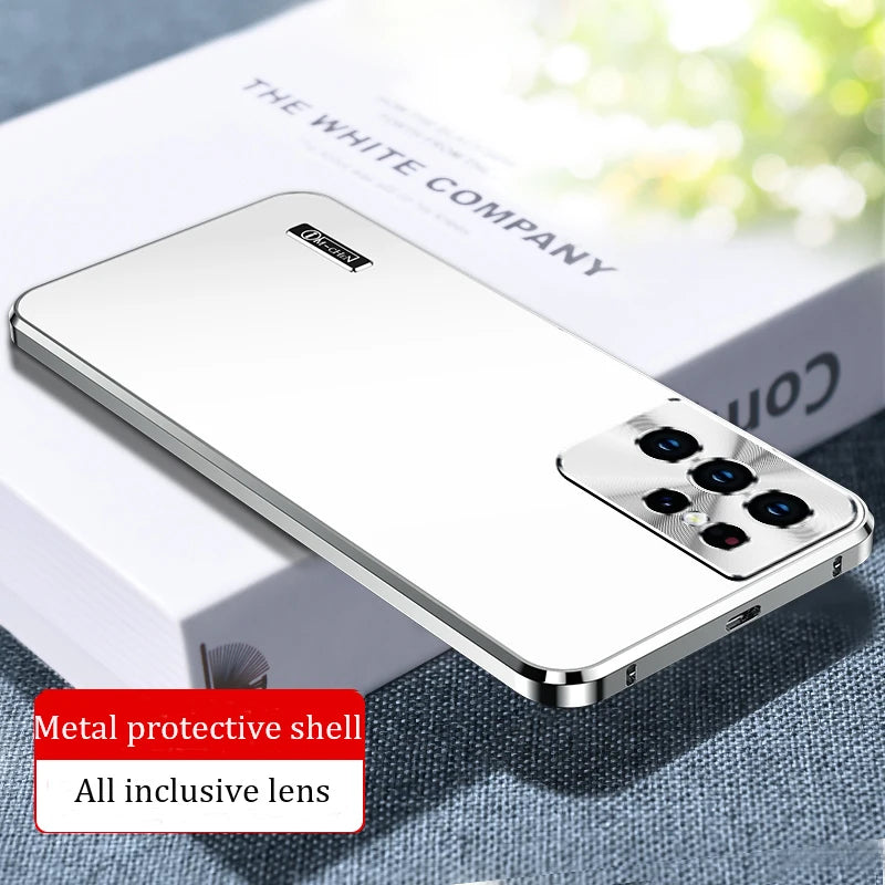 Magnetic Metal Case for Samsung Galaxy S24 S23 S22 S21 Ultra, Ultra Slim Aluminum Alloy Protective Back Cover - Sky-cover