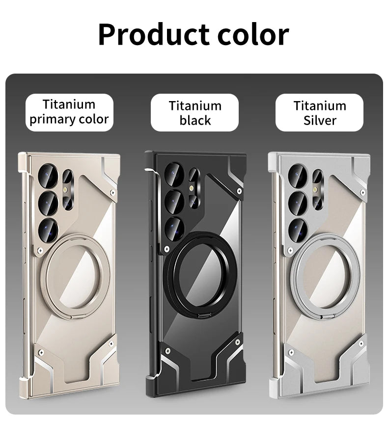 Magnetic Aluminum Alloy Magsafe Case for Samsung Galaxy S24 Ultra S23 Ultra S22 - Silver / For Galaxy S24 Ultra / aluminum - Sky-cover