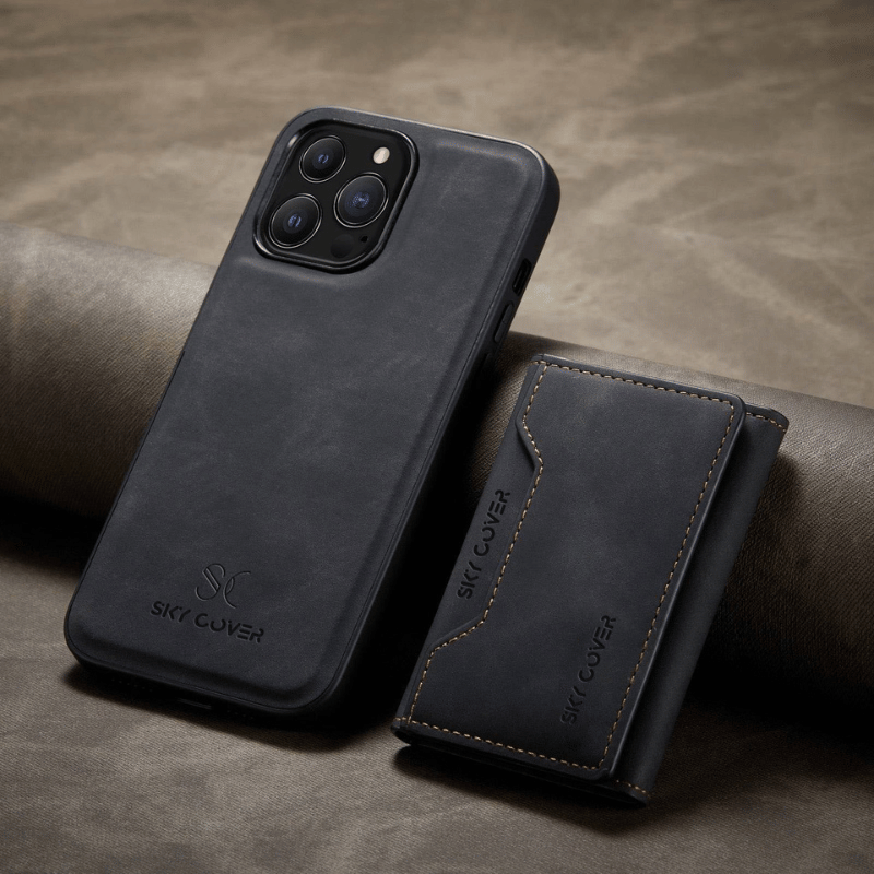 Luxury Leather Wallet Cover Detachable Case with Card Holder For iPhone 11 series - Coffee / For iPhone 11 Pro Max - Sky-cover