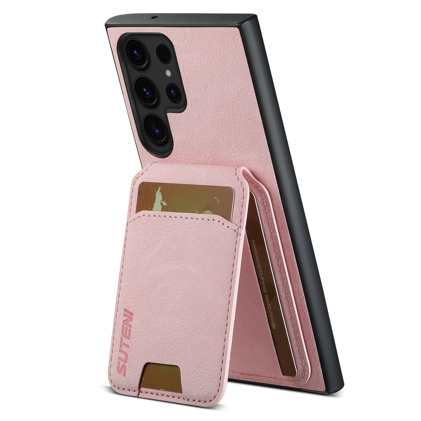 SUTENI Leather Wallet Card Holder Phone Cases For Samsung Galaxy S24 S23 Ultra S22 Plus Note20 - Sky-cover