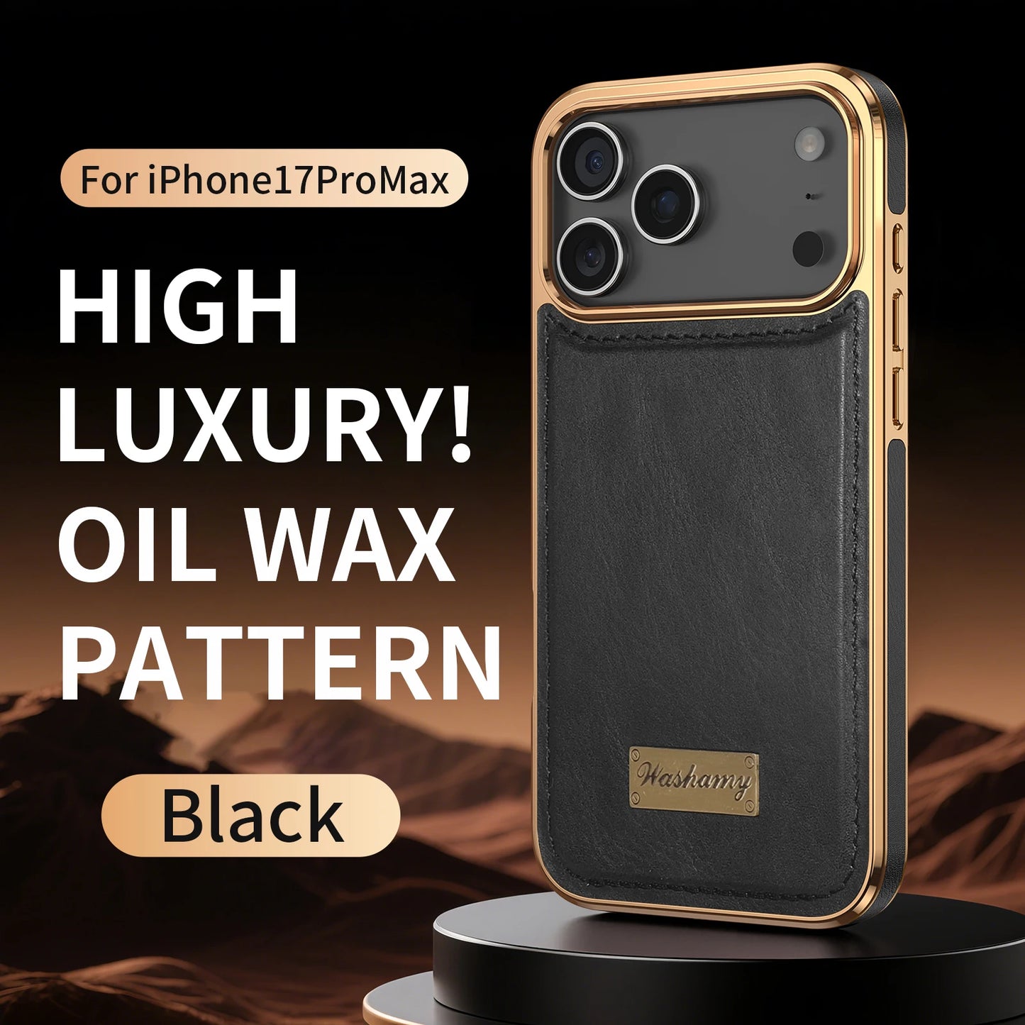 Luxury Leather Flip Phone Case with Slim Metal Holder for iPhone - Sky-cover