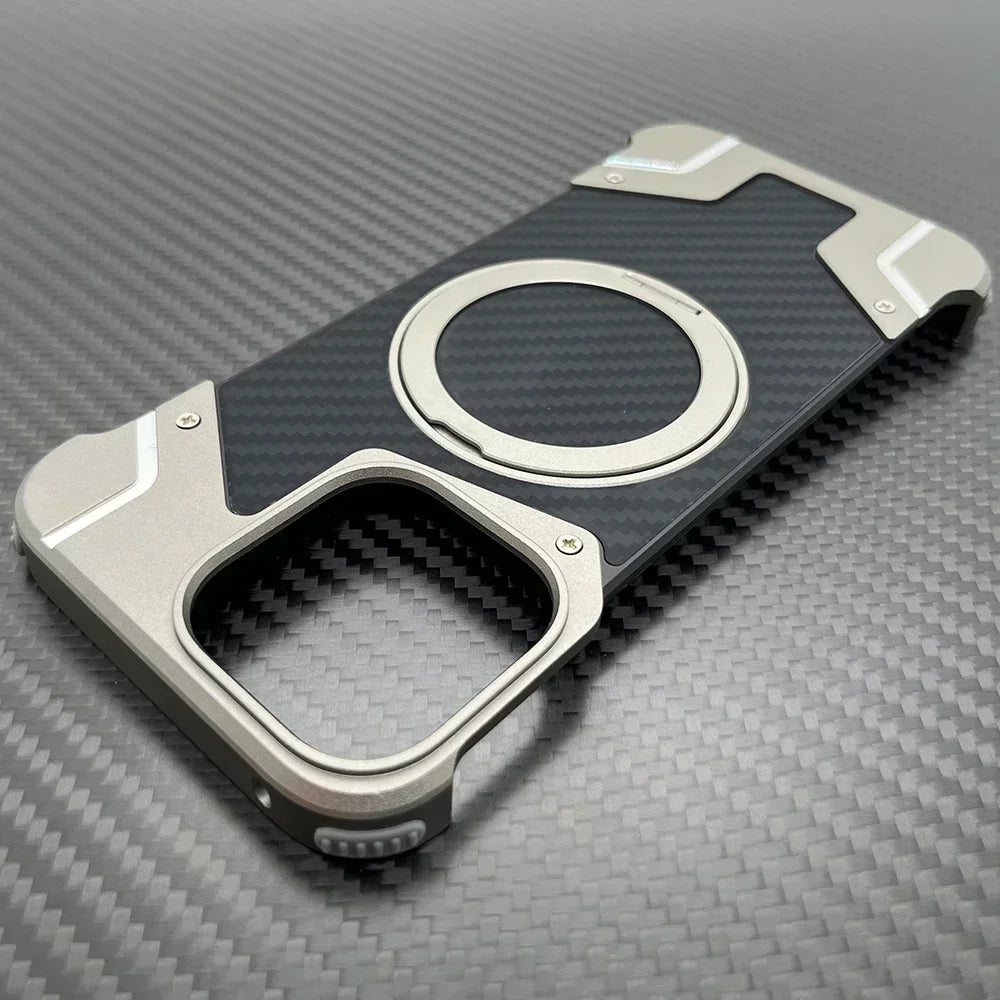 MagSafe Metal Magnetic Phone Case for iPhone 16 15 14 13 Pro Max Aluminum Alloy Carbon Fiber - Sky-cover