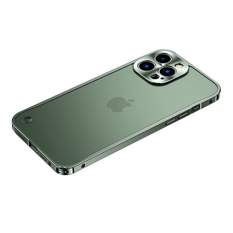 Metal Case For IPhone 15 14 13 12 11 case Aluminum Frame Frosted Back Panel - Green / For iPhone 15 Pro Max - Sky-cover