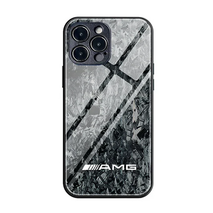 Mercedes Benz Marble Pattern Phone Case for iPhone 15 14 13 12 11 Pro with Back Glass - sky cover