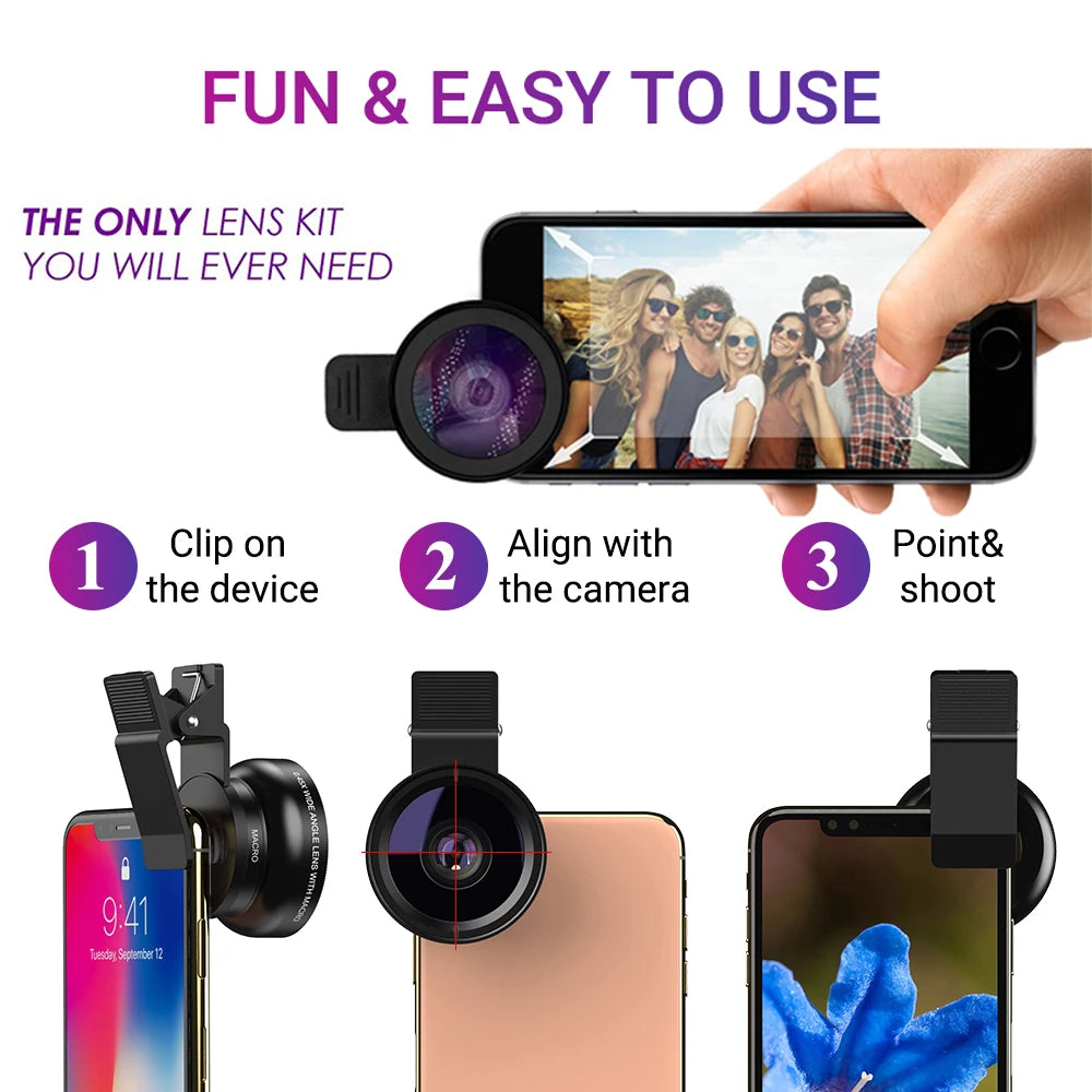 APEXEL 12.5x Macro & 0.45x Wide Angle Lens for iPhone, Samsung & More - Black - Sky-cover