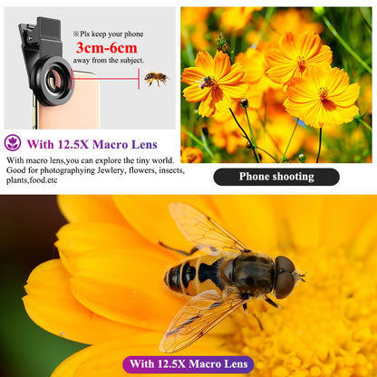 APEXEL 12.5x Macro & 0.45x Wide Angle Lens for iPhone, Samsung & More - Black - Sky-cover