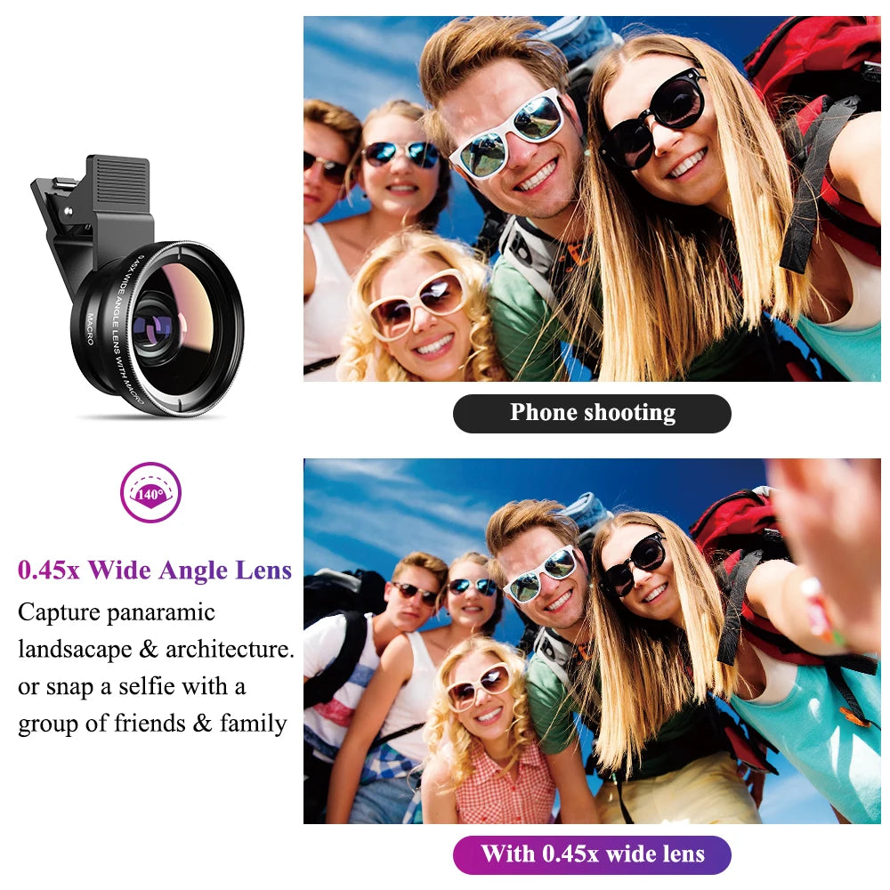 APEXEL 12.5x Macro & 0.45x Wide Angle Lens for iPhone, Samsung & More - Black - Sky-cover