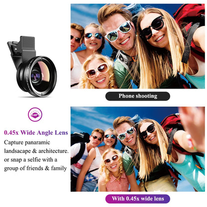 APEXEL 12.5x Macro & 0.45x Wide Angle Lens for iPhone, Samsung & More - Black - Sky-cover