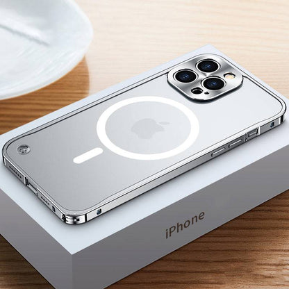 MagSafe® Cases Wireless Magnetic cover Aluminium Metal Frame for iPhone 15 series - Silver / For iphone 15 pro max - Sky-cover