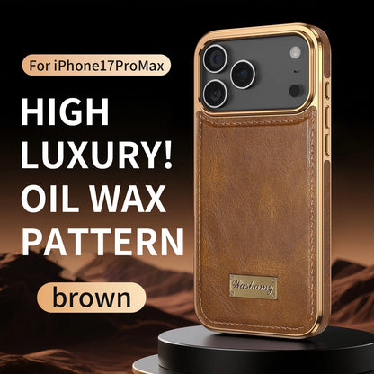 Luxury Leather Flip Phone Case with Slim Metal Holder for iPhone - Sky-cover