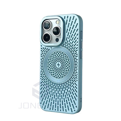 Luxury Heat Dissipation Hollow Case For iPhone 15 14 13 12 Pro Max - Sierra Blue / For iPhone 15 Pro Max - Sky-cover