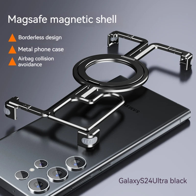 Luxury Aluminum Alloy Magnetic Metal Phone Case for Samsung Galaxy S23 Ultra S24 Ultra Galaxy S24 Plus - Titanium / For Galaxy S24 Ultra - Sky-cover