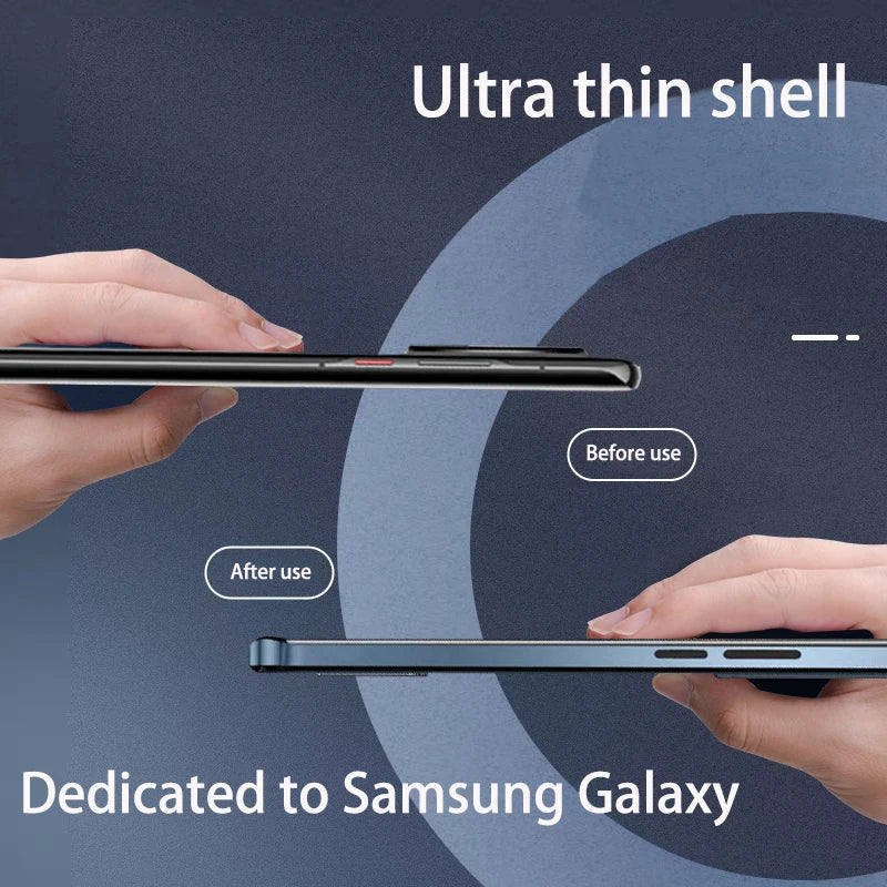 Magnetic Metal Case for Samsung Galaxy S24 S23 S22 S21 Ultra, Ultra Slim Aluminum Alloy Protective Back Cover - Sky-cover