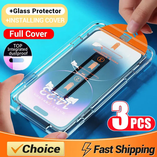 Oleophobic Coating Dust Free Easy Installation Screen Protector For iPhone 14 11 13 12 15 Pro Max Mini XS X XR 17 16 Plus Glass - Sky-cover