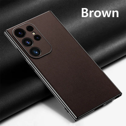 Luxury Plating Soft Edges Shockproof 360 Full Protective Cover - Brown / For Galaxy S24 Ultra - Sky-cover