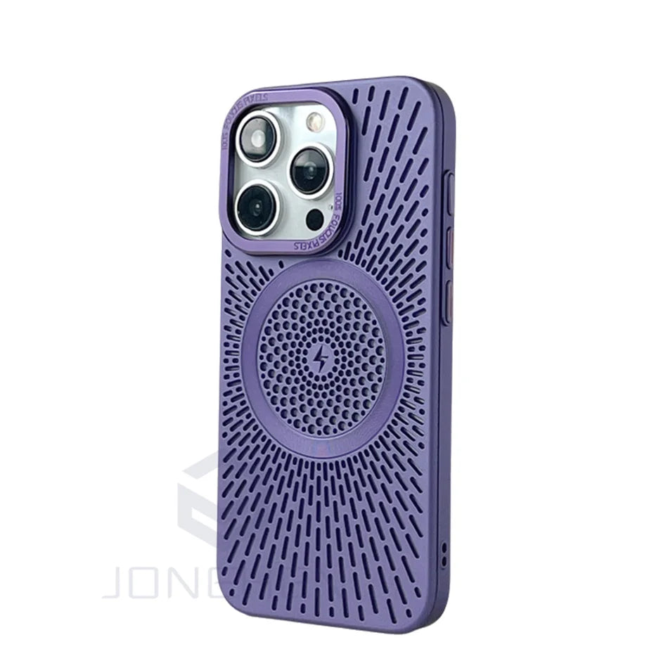 Luxury Heat Dissipation Hollow Case For iPhone 15 14 13 12 Pro Max - Purple / For iPhone 15 Pro Max - Sky-cover