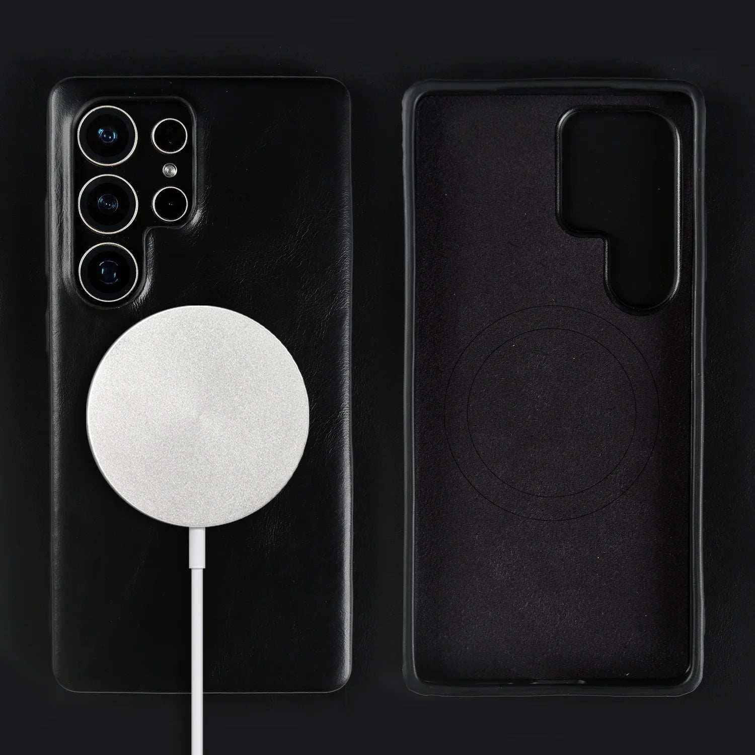 Genuine Leather Magnetic Case for Samsung Galaxy S25 / S24 Series – MagSafe Compatible, Full Coverage - Sky-cover