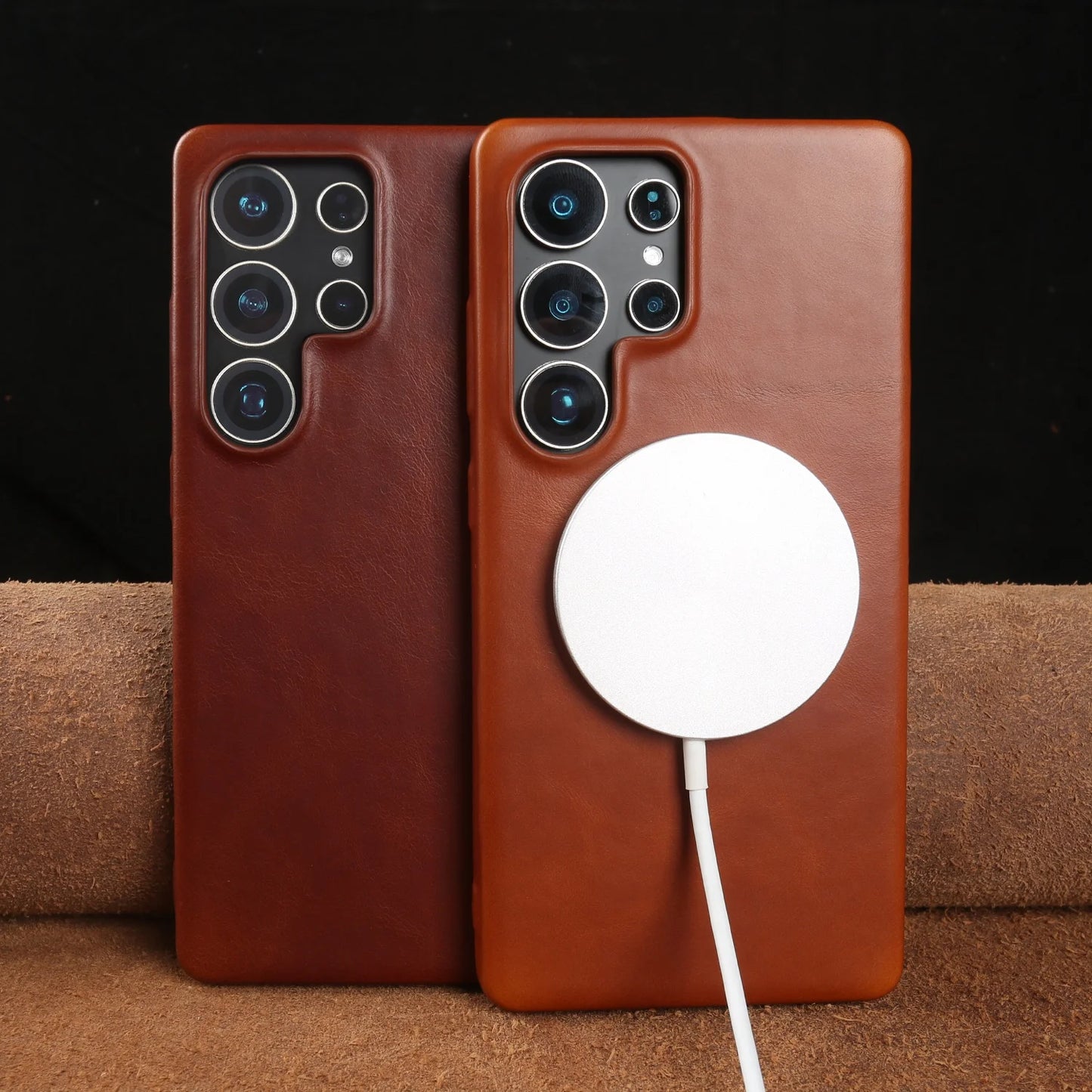 Genuine Leather Magnetic Case for Samsung Galaxy S25 / S24 Series – MagSafe Compatible, Full Coverage - Sky-cover