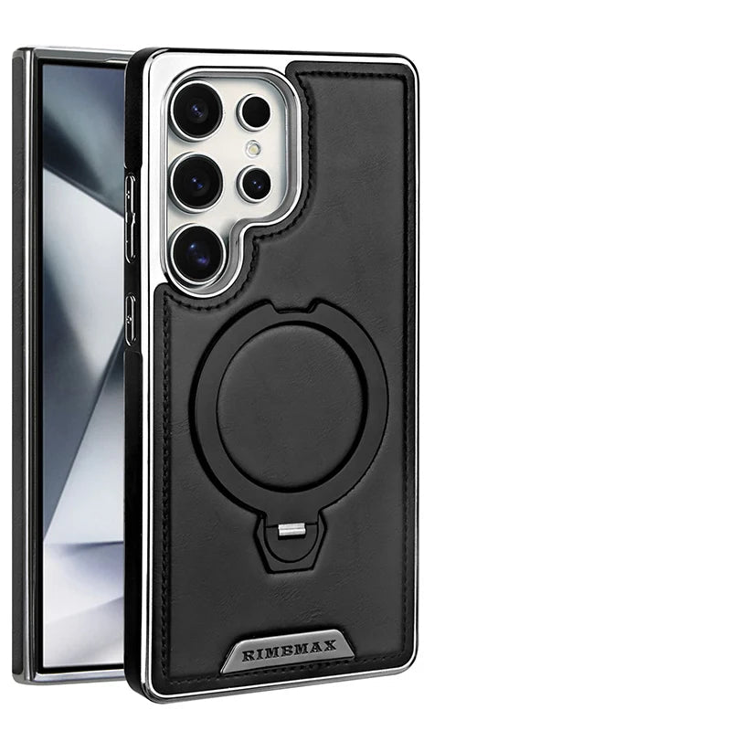 360 Degree Rotating Leather Case with Wireless Charging for Samsung Galaxy S24 S23 S25 Ultra S25 Edge - Sky-cover