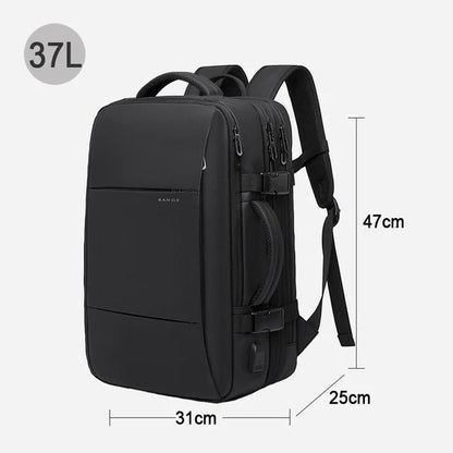 BANGE Travel Backpack Men Business Backpack School Expandable USB Bag Large Capacity 17.3 Laptop Waterproof Fashion Backpack - Black 37L - Sky-cover