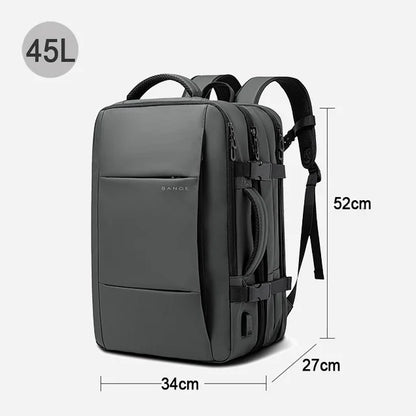 BANGE Travel Backpack Men Business Backpack School Expandable USB Bag Large Capacity 17.3 Laptop Waterproof Fashion Backpack - Grey 45L - Sky-cover