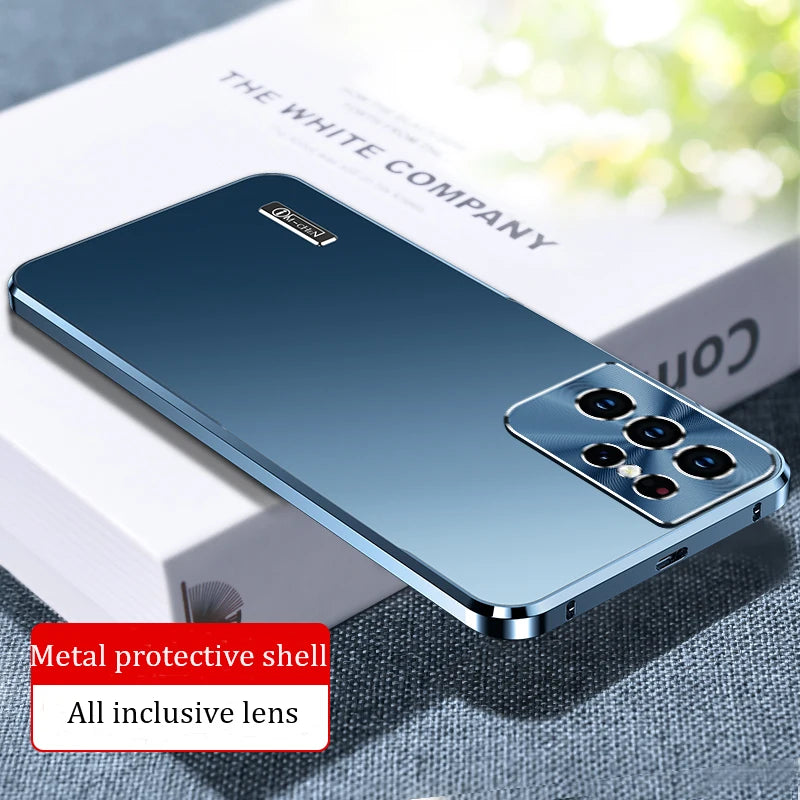 Magnetic Metal Case for Samsung Galaxy S24 S23 S22 S21 Ultra, Ultra Slim Aluminum Alloy Protective Back Cover - Sky-cover