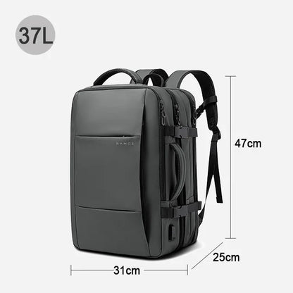 BANGE Travel Backpack Men Business Backpack School Expandable USB Bag Large Capacity 17.3 Laptop Waterproof Fashion Backpack - Grey 37L - Sky-cover