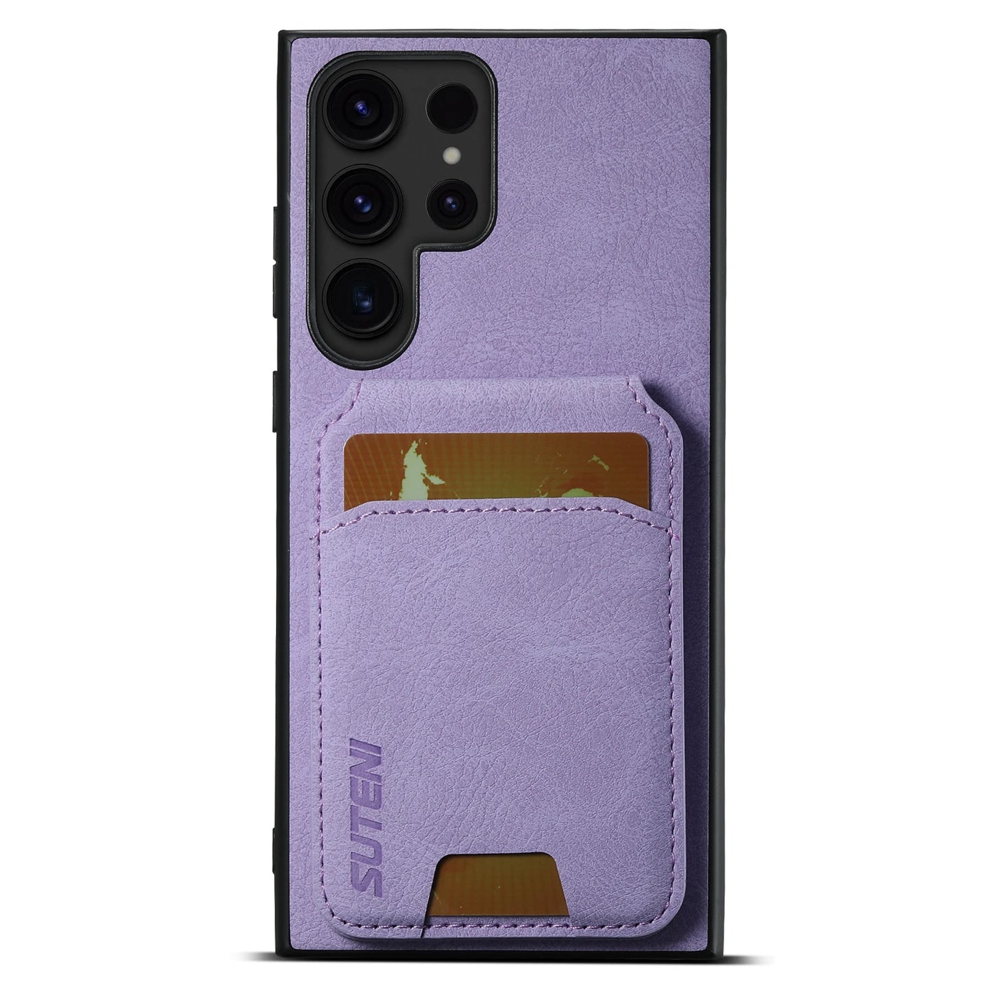 SUTENI Leather Wallet Card Holder Phone Cases For Samsung Galaxy S24 S23 Ultra S22 Plus Note20 - Sky-cover