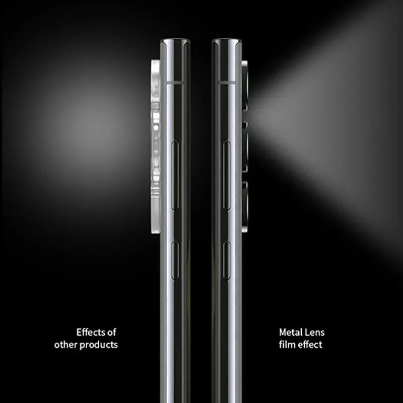 Metal Camera Ring for Samsung Galaxy S24 Ultra S23 FE Plus S24+ S22 S25 Ultra Tempered Glass Rear Camera Lens Protector Cover Case - Sky-cover