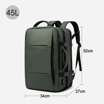 BANGE Travel Backpack Men Business Backpack School Expandable USB Bag Large Capacity 17.3 Laptop Waterproof Fashion Backpack - Green 45L - Sky-cover