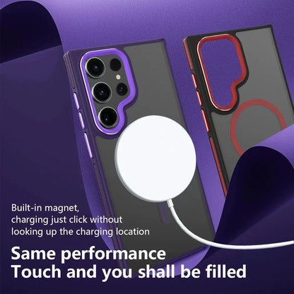 Luxury Matte Magnetic Case For Samsung Galaxy S24 S22 S23 S25 Ultra Plus S23FE S24FE Magsafe Wireless Charging Shockproof Cover - Sky-cover