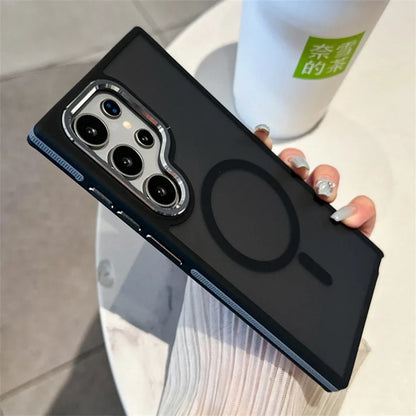 Luxury Matte Magnetic Case For Samsung Galaxy S24 S22 S23 S25 Ultra Plus S23FE S24FE Magsafe Wireless Charging Shockproof Cover - Sky-cover