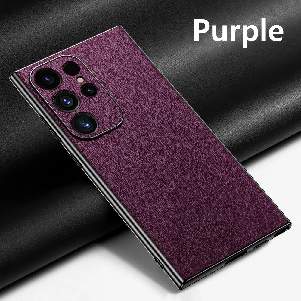 Luxury Plating Soft Edges Shockproof 360 Full Protective Cover - Purple / For Galaxy S24 Ultra - Sky-cover