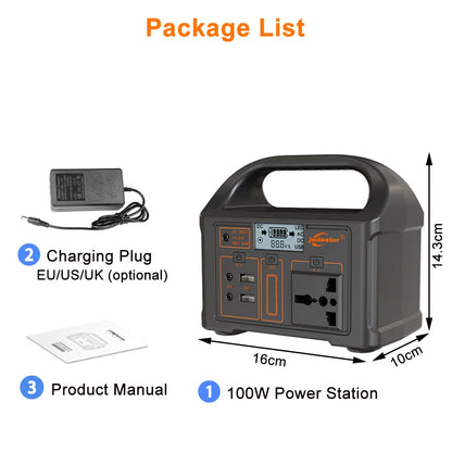 Solar Generator Outdoor Power for Camping and Travel - 100W 24000mAh Power Bank 220V/110V - Sky-cover