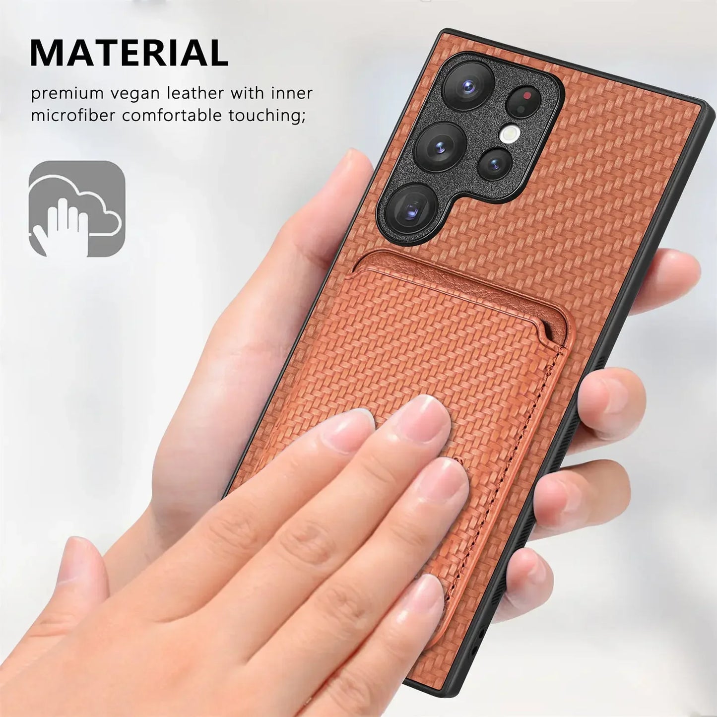 Luxury Leather Magnetic Phone Case with Card Holder for Samsung Galaxy - Green / Galaxy S24 Ultra - Sky-cover