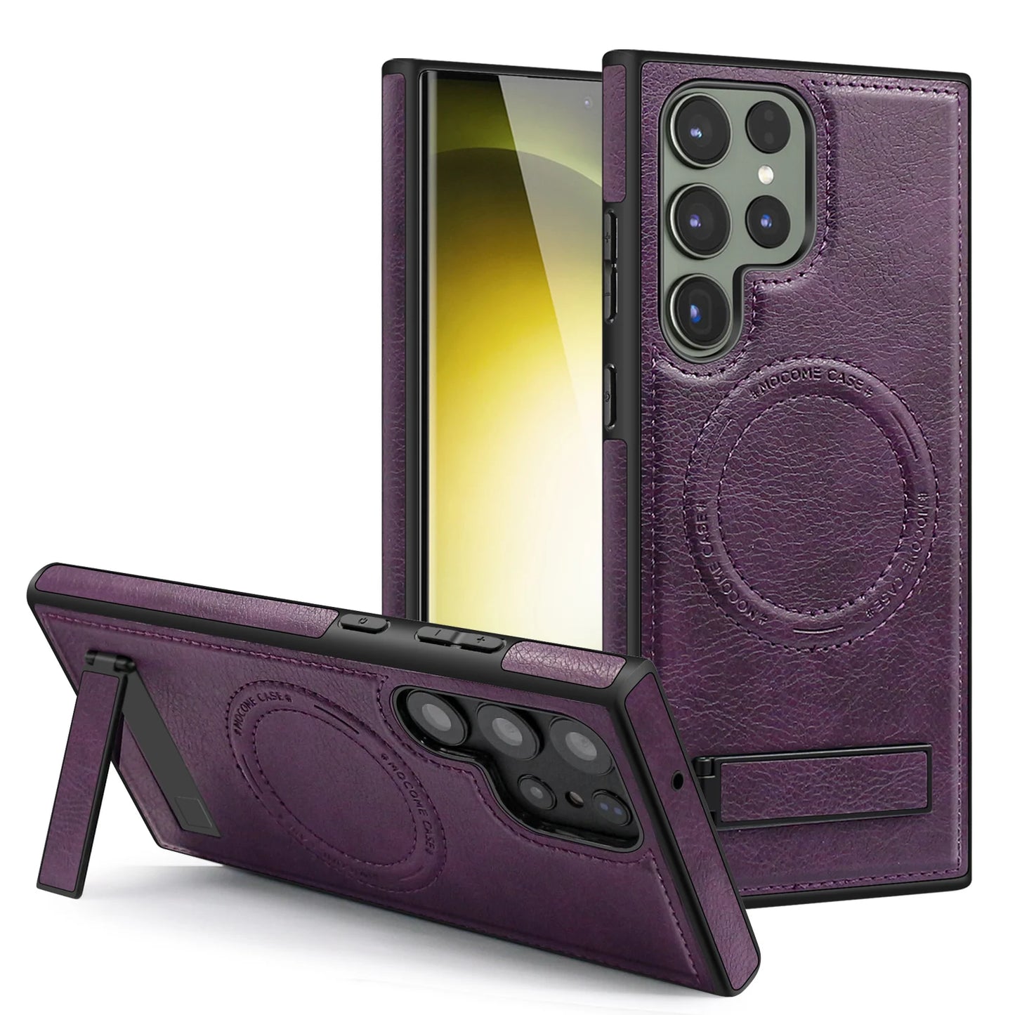 Luxury Leather Magnetic Wireless Charging Case for Samsung S22 S23 Plus S24 Ultra - Purple / Galaxy S24 Ultra - Sky-cover