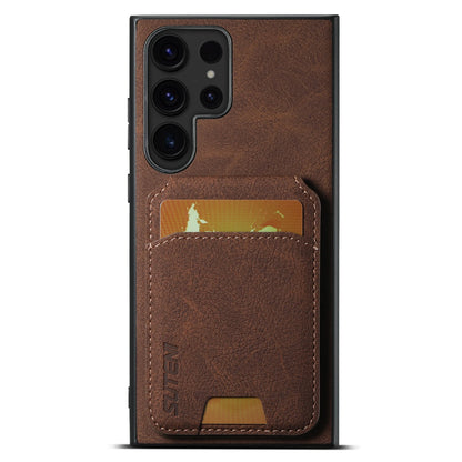 SUTENI Leather Wallet Card Holder Phone Cases For Samsung Galaxy S24 S23 Ultra S22 Plus Note20 - Sky-cover