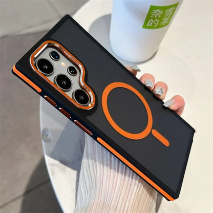 Luxury Matte Magnetic Case For Samsung Galaxy S24 S22 S23 S25 Ultra Plus S23FE S24FE Magsafe Wireless Charging Shockproof Cover - Sky-cover