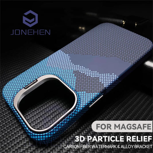 Luxury Slim Carbon Fiber Magnetic Case for iPhone 16 15 14 13 Pro Max