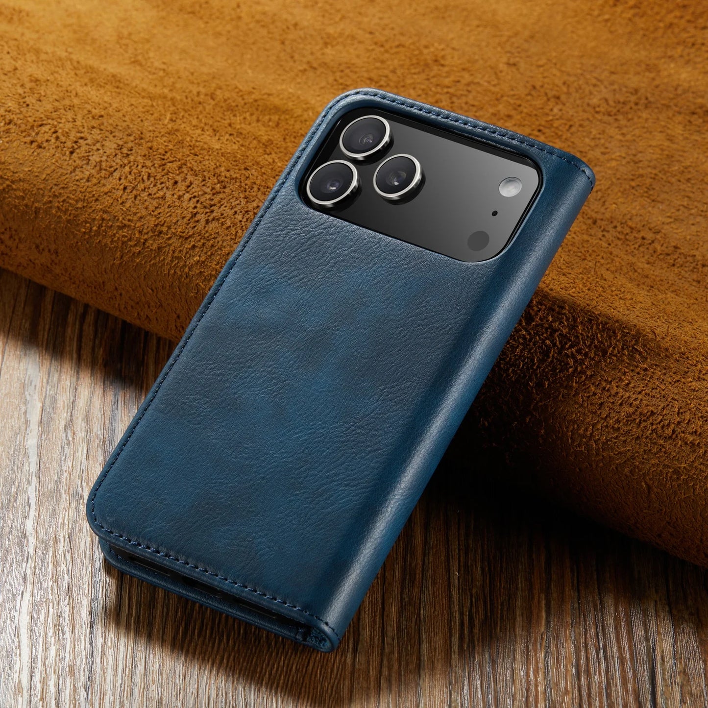 Magnetic Leather Wallet Phone Case with Card Holder – 2-in-1 Foldable Cover for iPhone 17 Series - Sky-cover