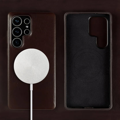 Genuine Leather Magnetic Case for Samsung Galaxy S25 / S24 Series – MagSafe Compatible, Full Coverage - Sky-cover