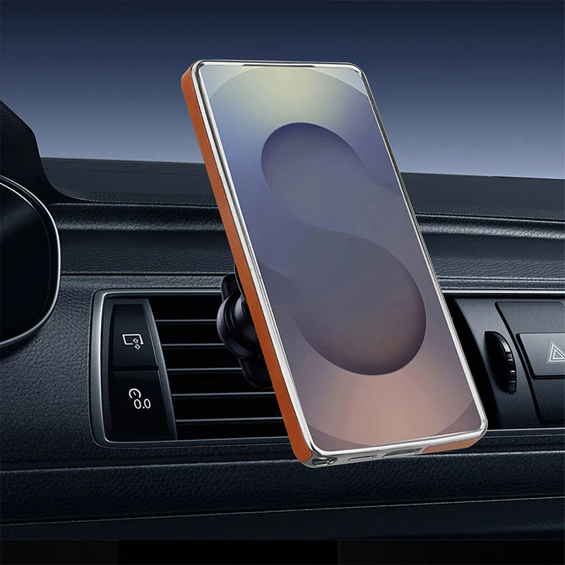 360 Degree Rotating Leather Case with Wireless Charging for Samsung Galaxy S24 S23 S25 Ultra S25 Edge - Sky-cover