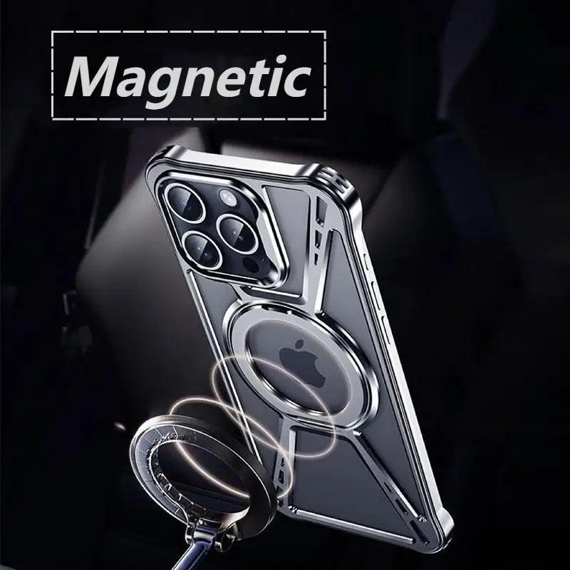 Aluminum Alloy Magnetic Case Cover for iPhpne 16 15 14 Pro max with Invisible Metal Holder - Sky-cover