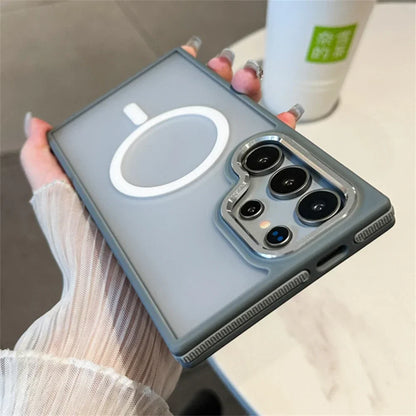 Luxury Matte Magnetic Case For Samsung Galaxy S24 S22 S25 Ultra S23 Plus S23 FE For Magsafe Wireless Charging Shockproof Cover - Sky-cover