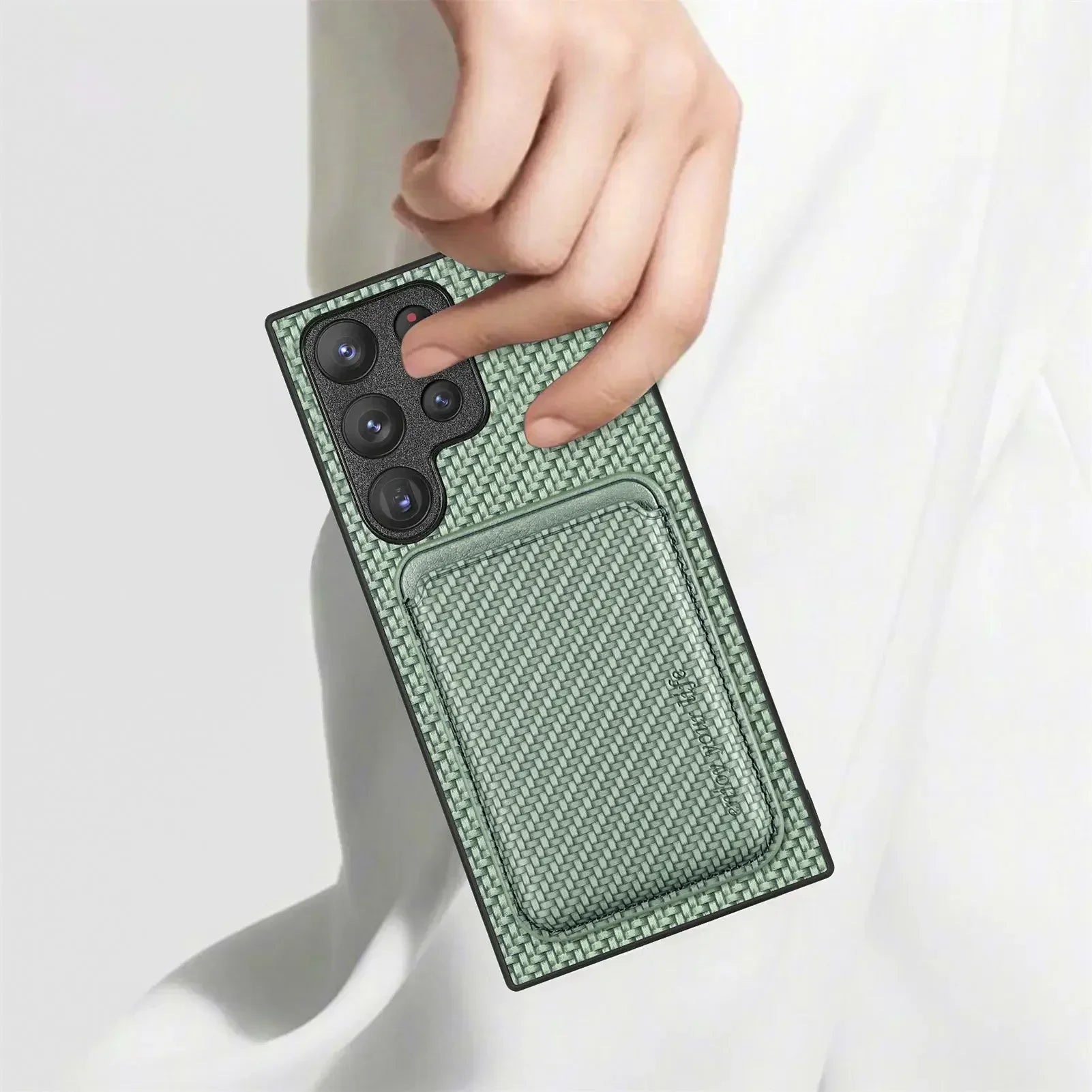 Luxury Leather Magnetic Phone Case with Card Holder for Samsung Galaxy - Green / Galaxy S24 Ultra - Sky-cover