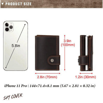 Luxury Cowhide Leather [RFID] Aluminum Card Holder Wallet - Sky-cover