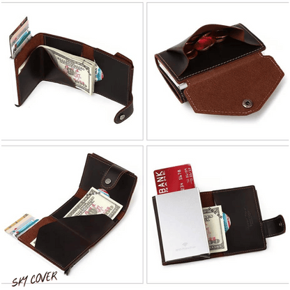 Luxury Cowhide Leather [RFID] Aluminum Card Holder Wallet - Sky-cover
