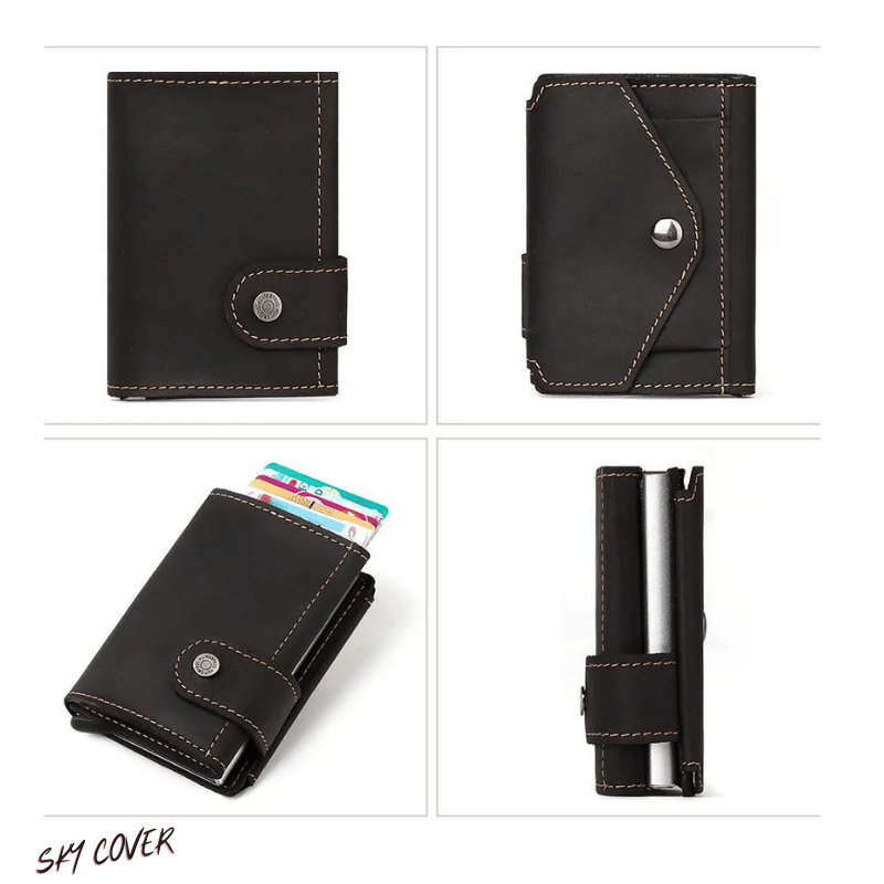 Luxury Cowhide Leather [RFID] Aluminum Card Holder Wallet - Sky-cover