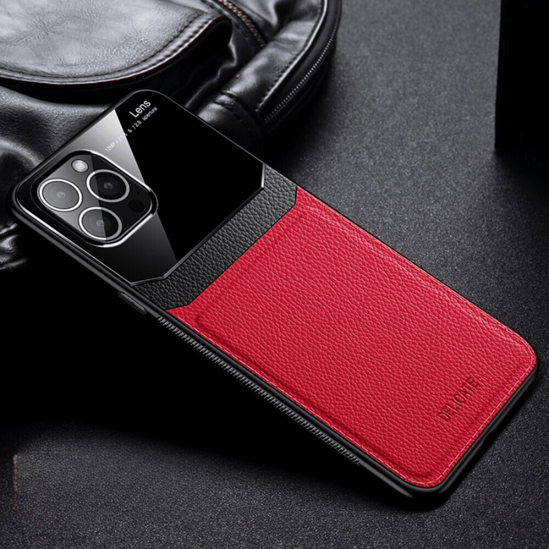 Luxury leather cover iphone and Lens Protection for All Iphone - Red / For iPhone 15 Pro Max - Sky-cover